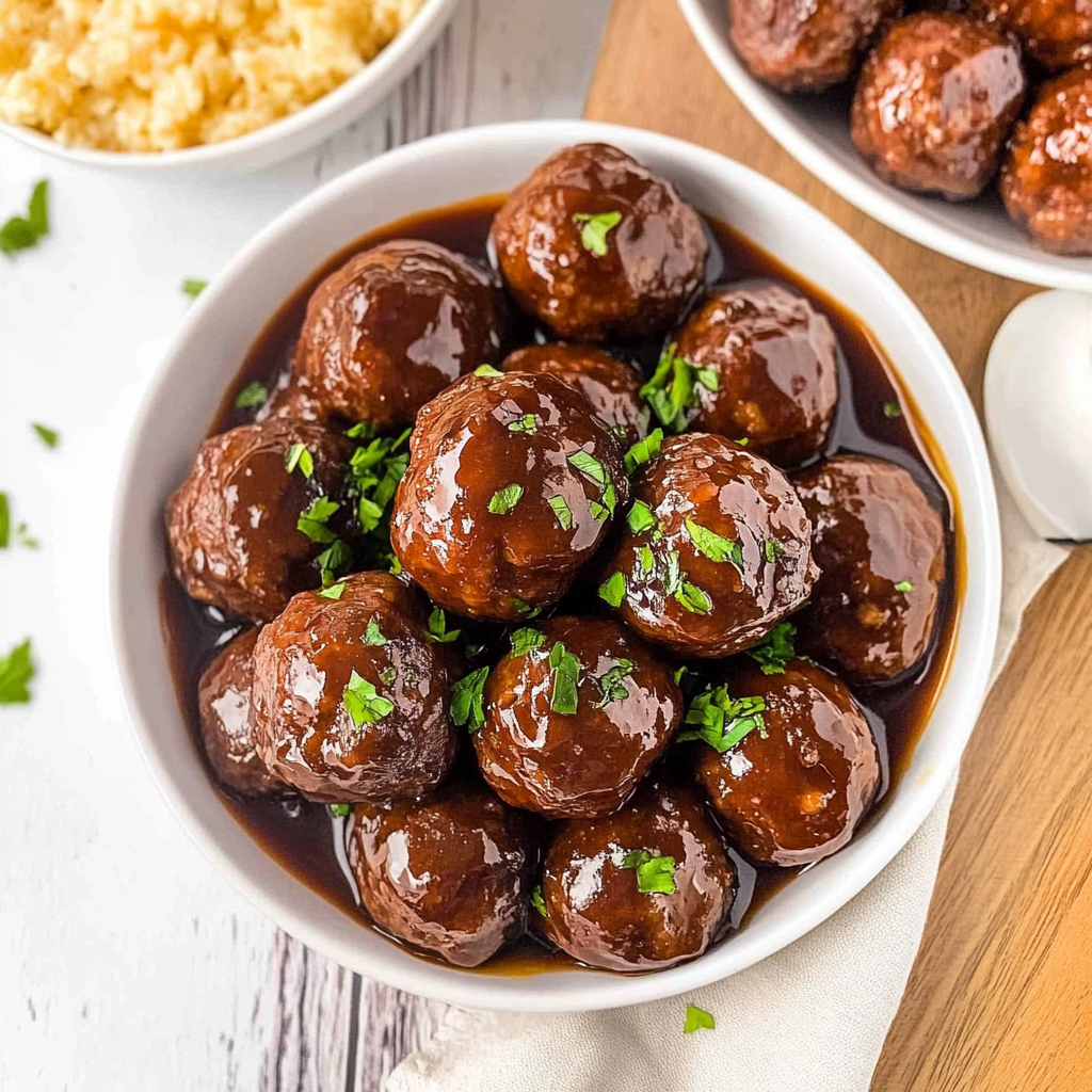Recipe preparation for Bourbon Honey BBQ Meatballs