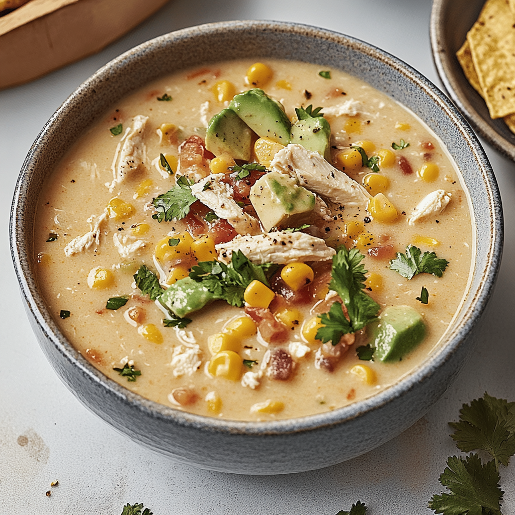 Recipe preparation for Mexican Street Corn White Chicken Chili Recipe