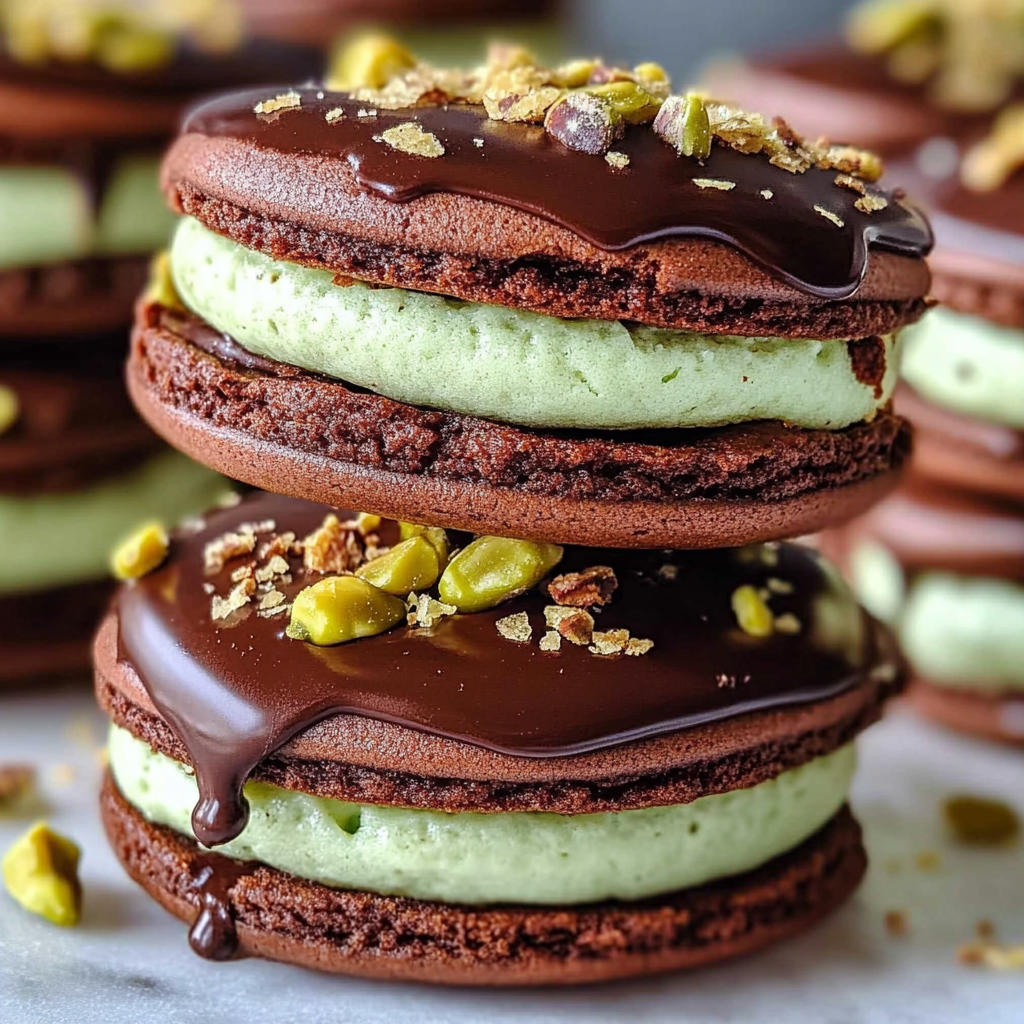 Recipe preparation for Pistachio Chocolate Sandwich Cookies