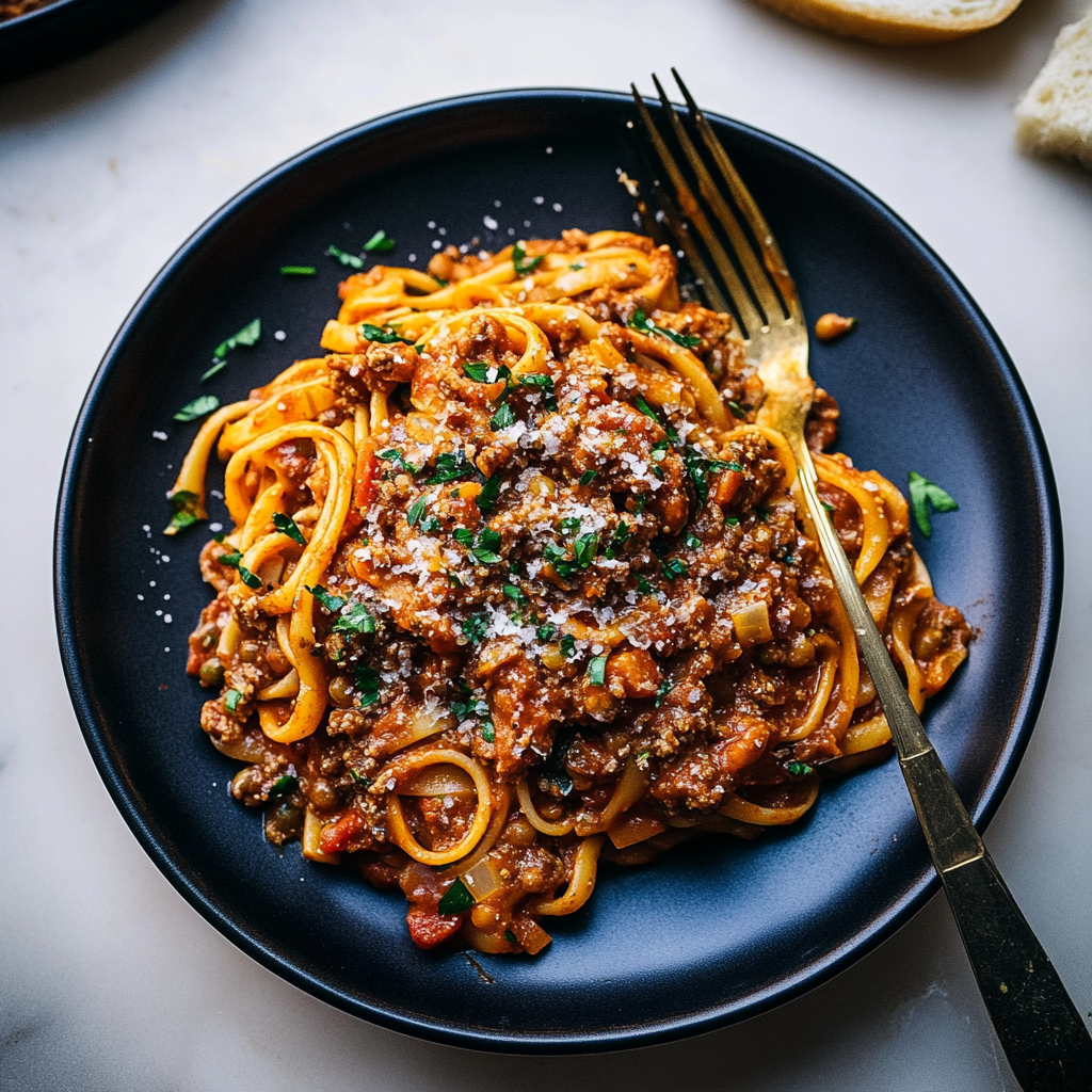 Recipe preparation for Vegan Lentil Bolognese