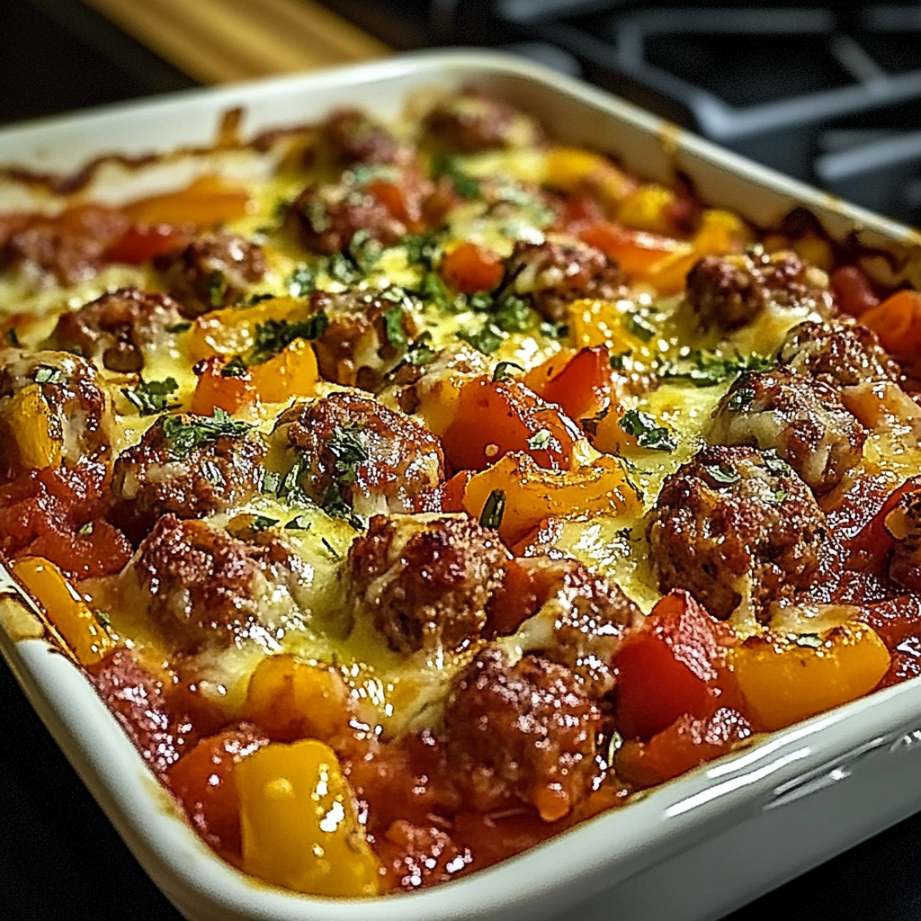 Recipe preparation for Flavorful Italian Sausage & Pepper Casserole