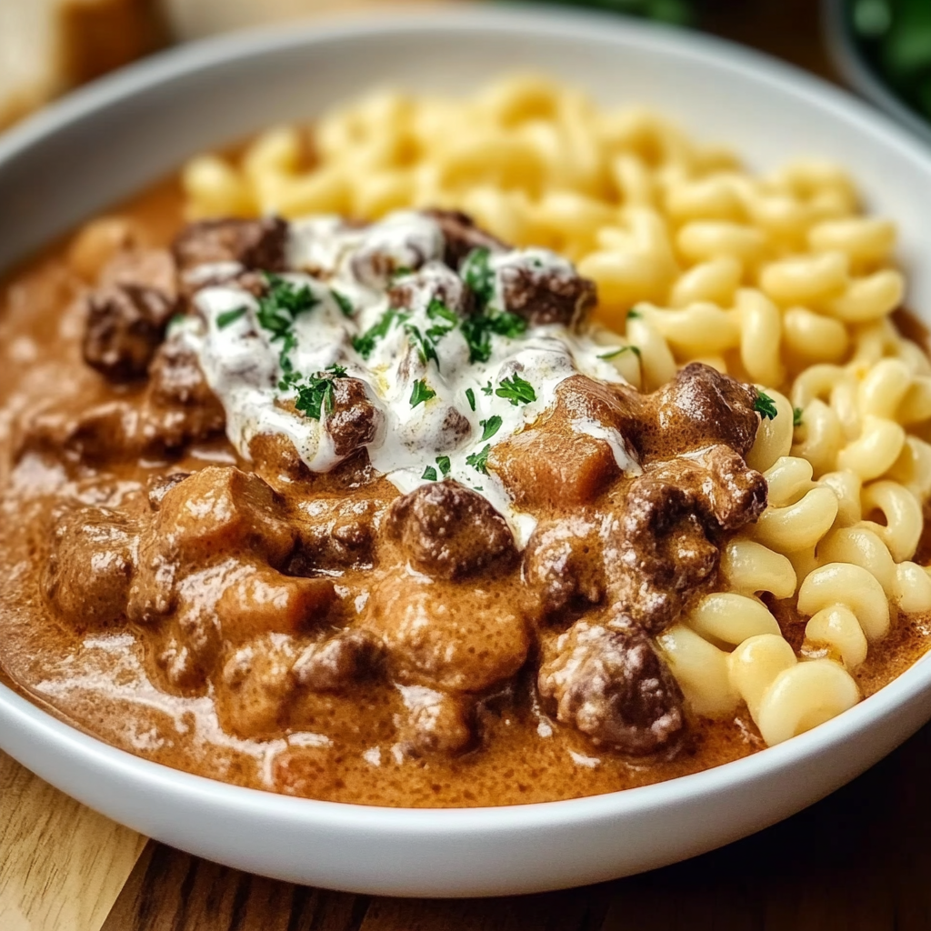 Recipe preparation for Creamy German Goulash
