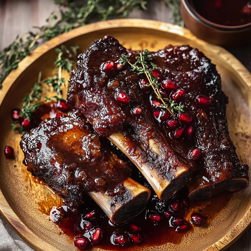 Recipe preparation for Pomegranate Braised Short Ribs