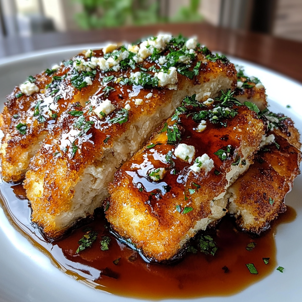 Recipe preparation for Crispy Hot Honey Feta Chicken