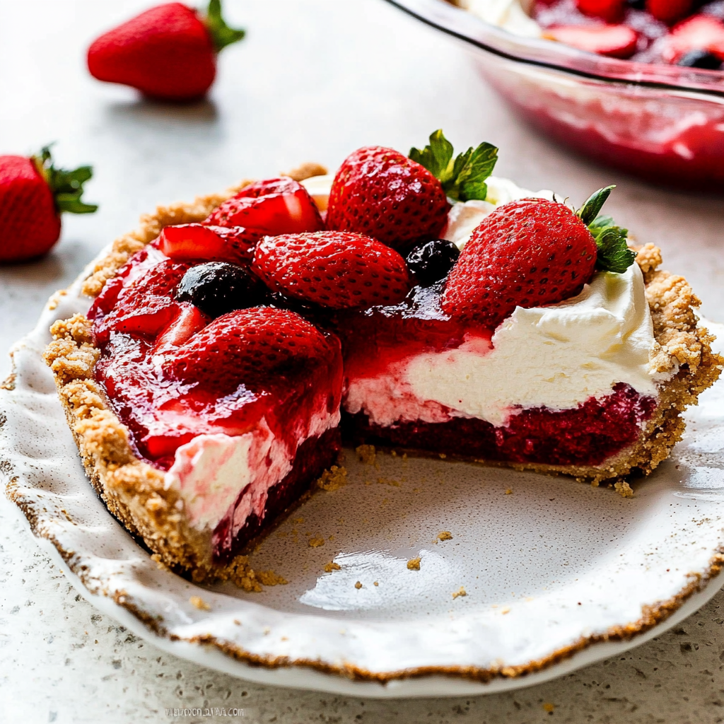 Recipe preparation for Strawberry Cream Cheese Pie