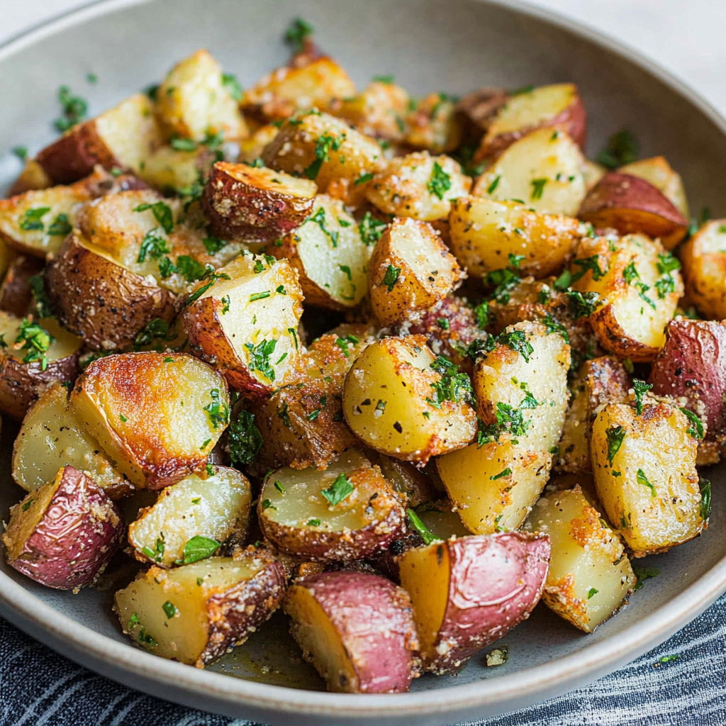 Recipe preparation for Roasted Potatoes {with Parmesan Garlic and Herbs}