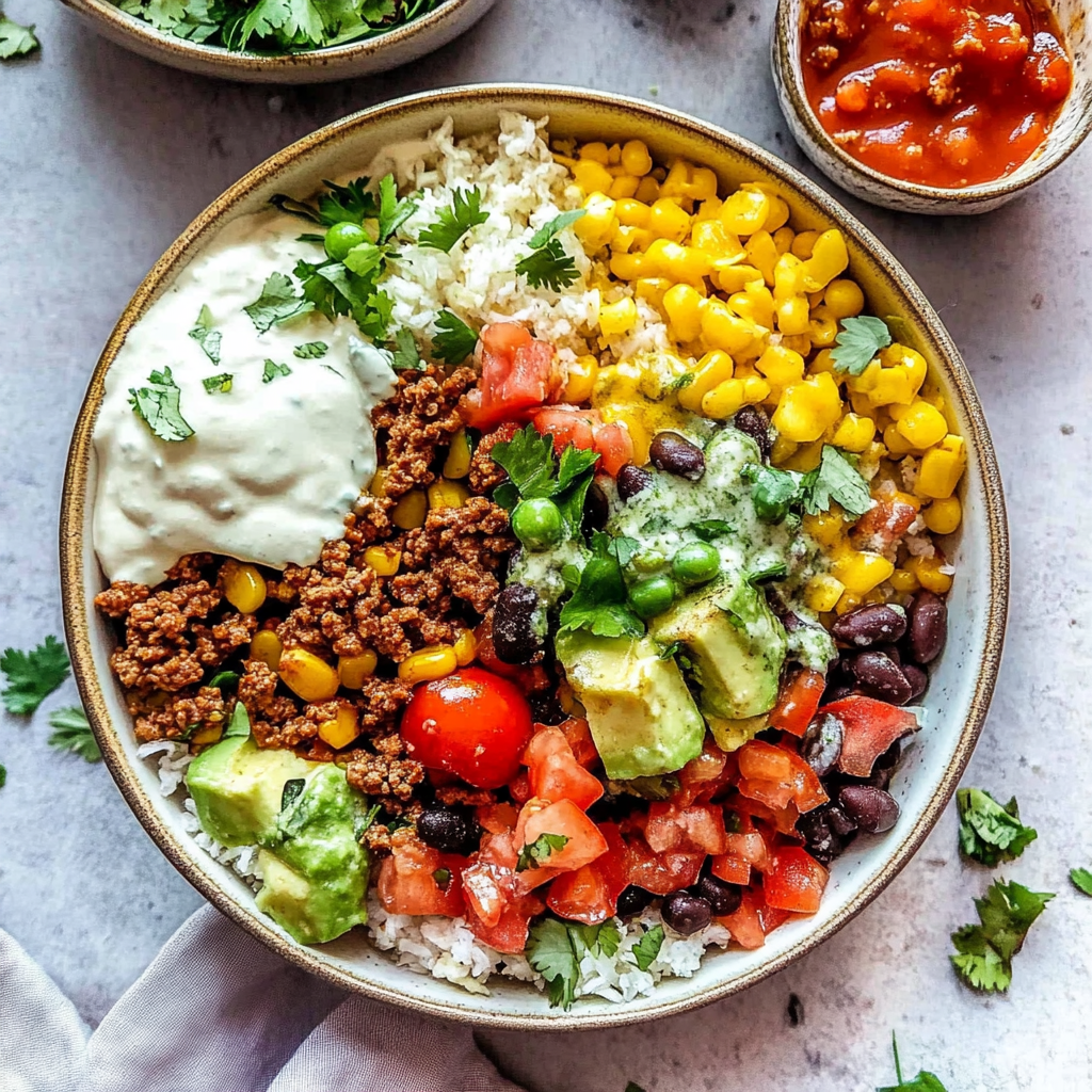 Recipe preparation for Ground Beef Burrito Bowls