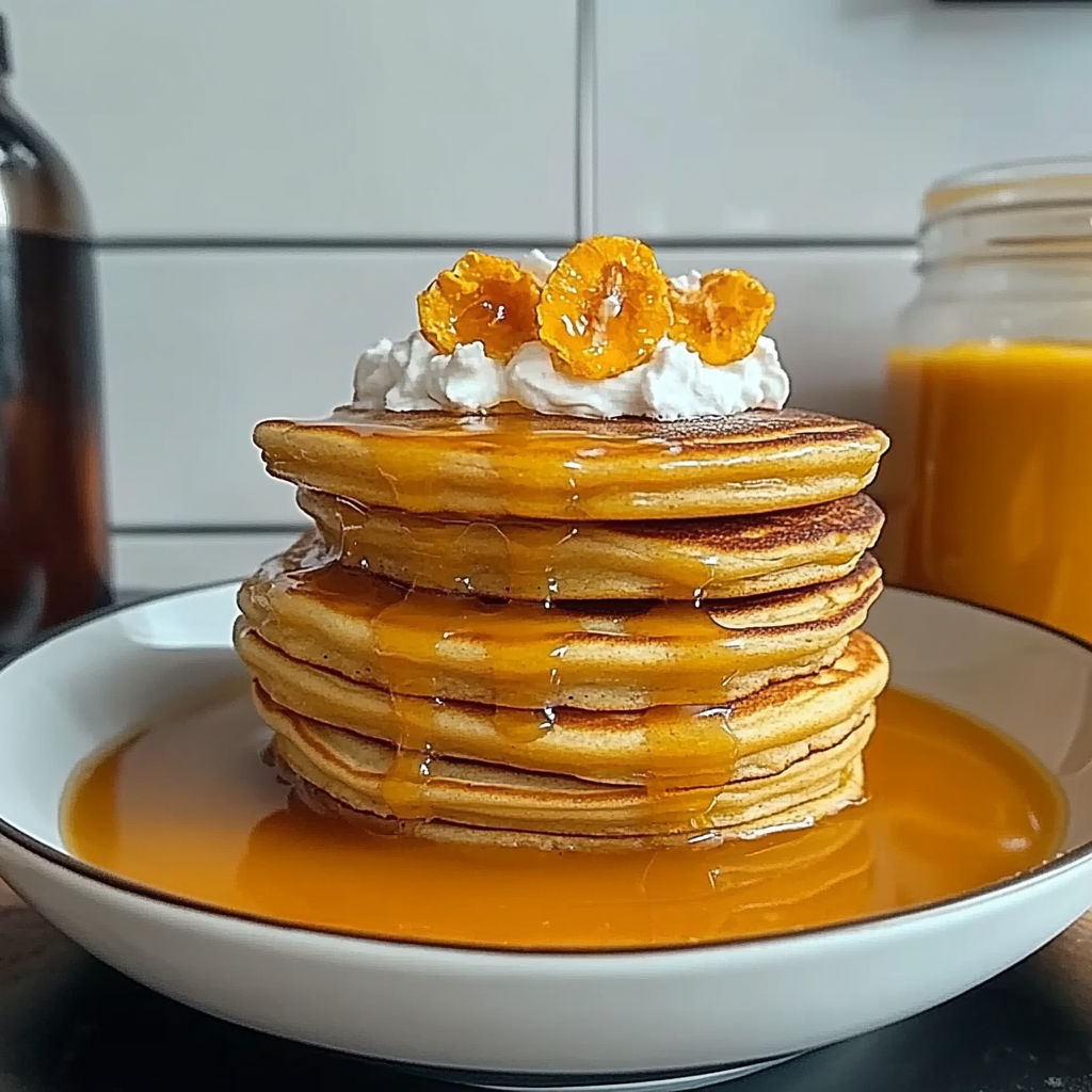 Recipe preparation for Pumpkin Cottage Cheese Pancakes