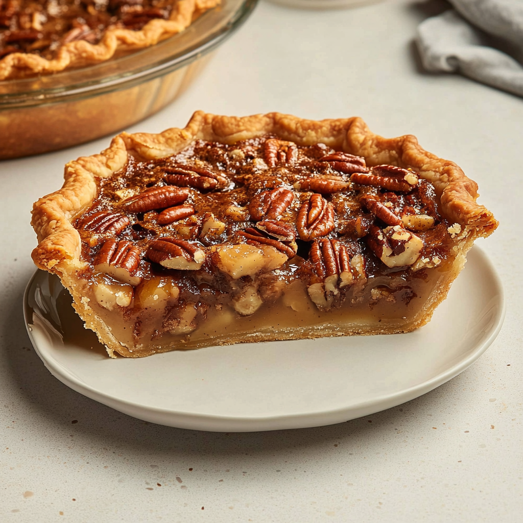 Recipe preparation for Bourbon-pecan pie with flaky lattice crust