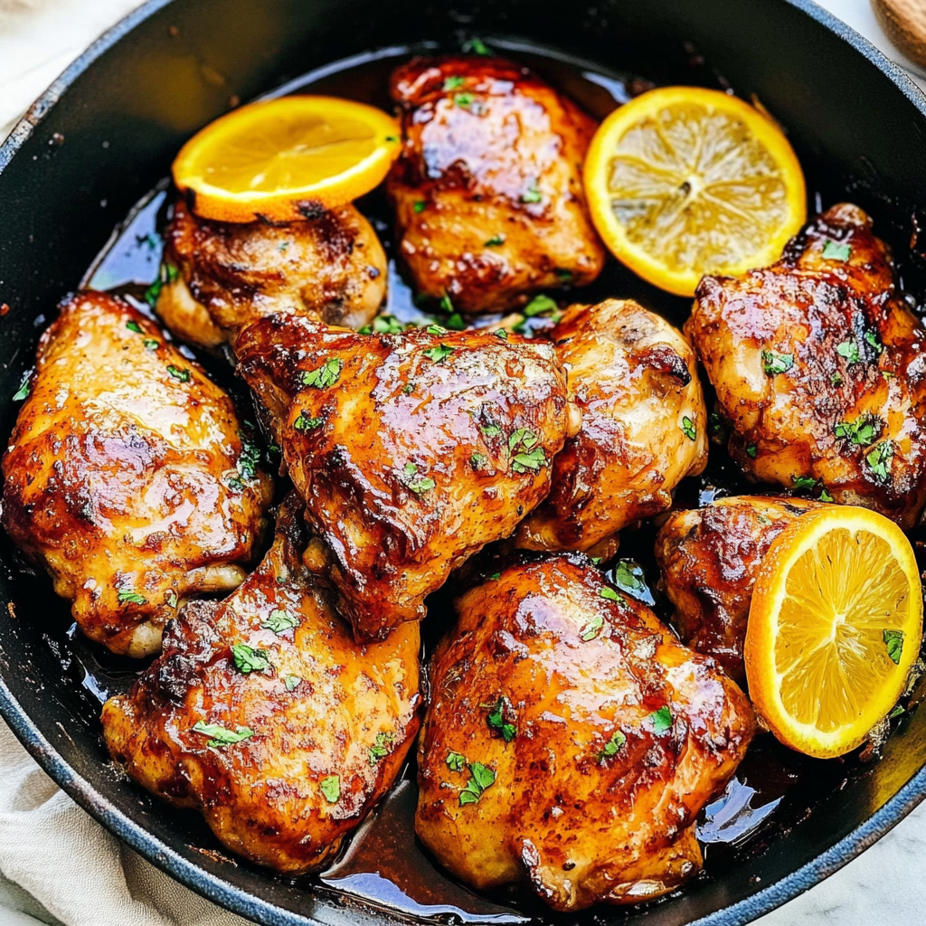 Recipe preparation for Spiced Orange Honey Glazed Chicken