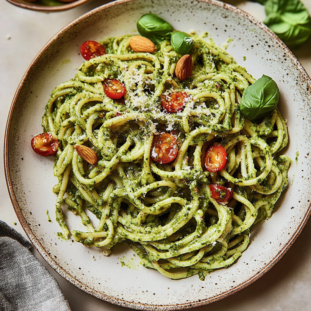 Recipe preparation for Pistachio & Cranberry Pesto Pasta