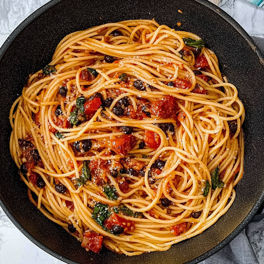 Recipe preparation for Pasta Puttanesca