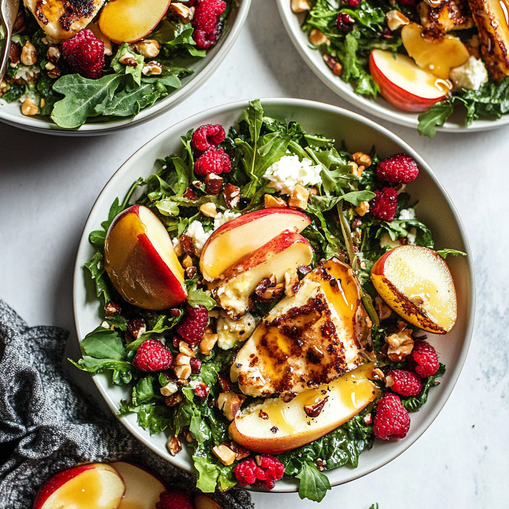 Recipe preparation for Honeycrisp and Halloumi Salad