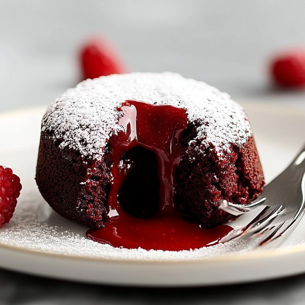 Recipe preparation for Red Velvet Lava Cake