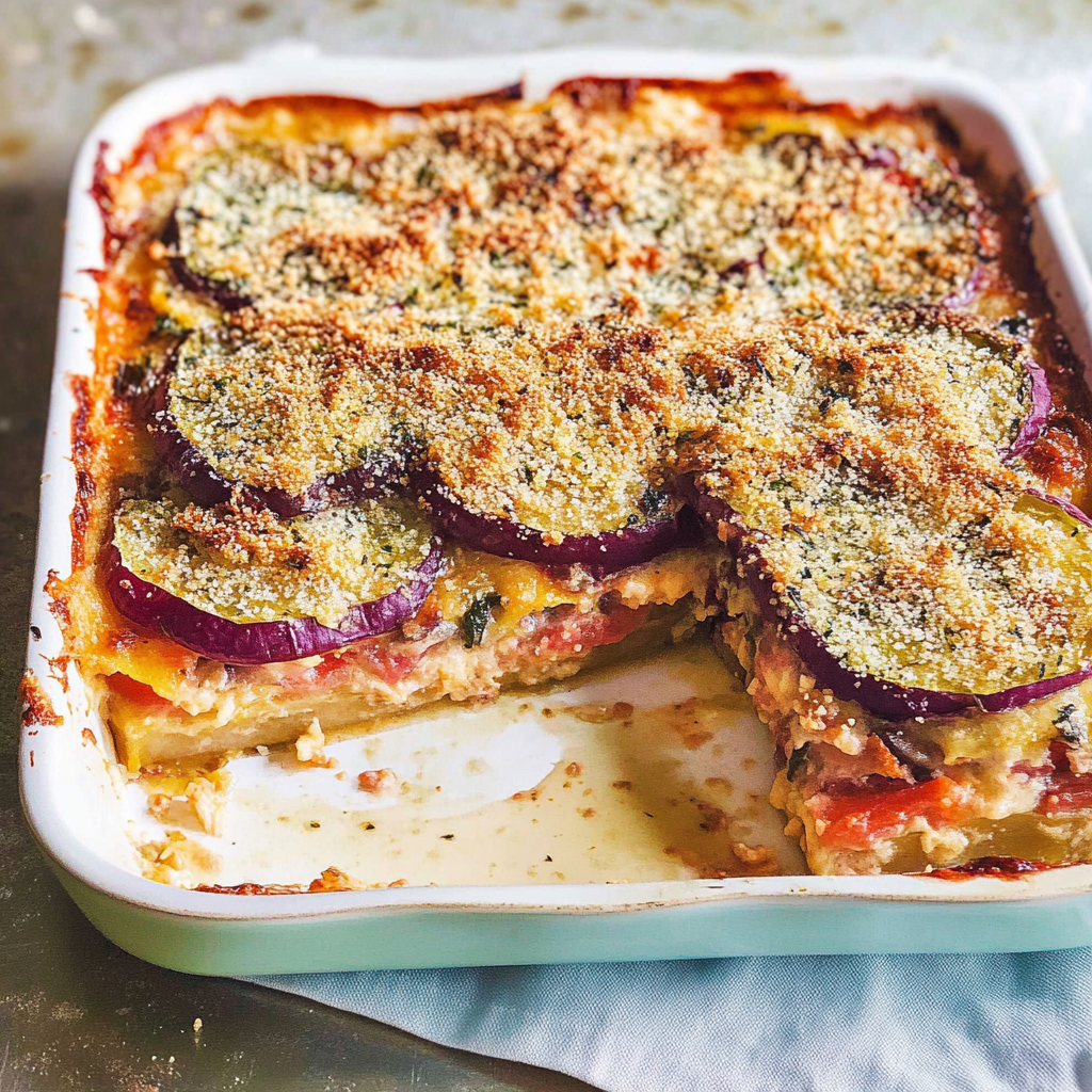 Recipe preparation for Thanksgiving Veggie Gratin