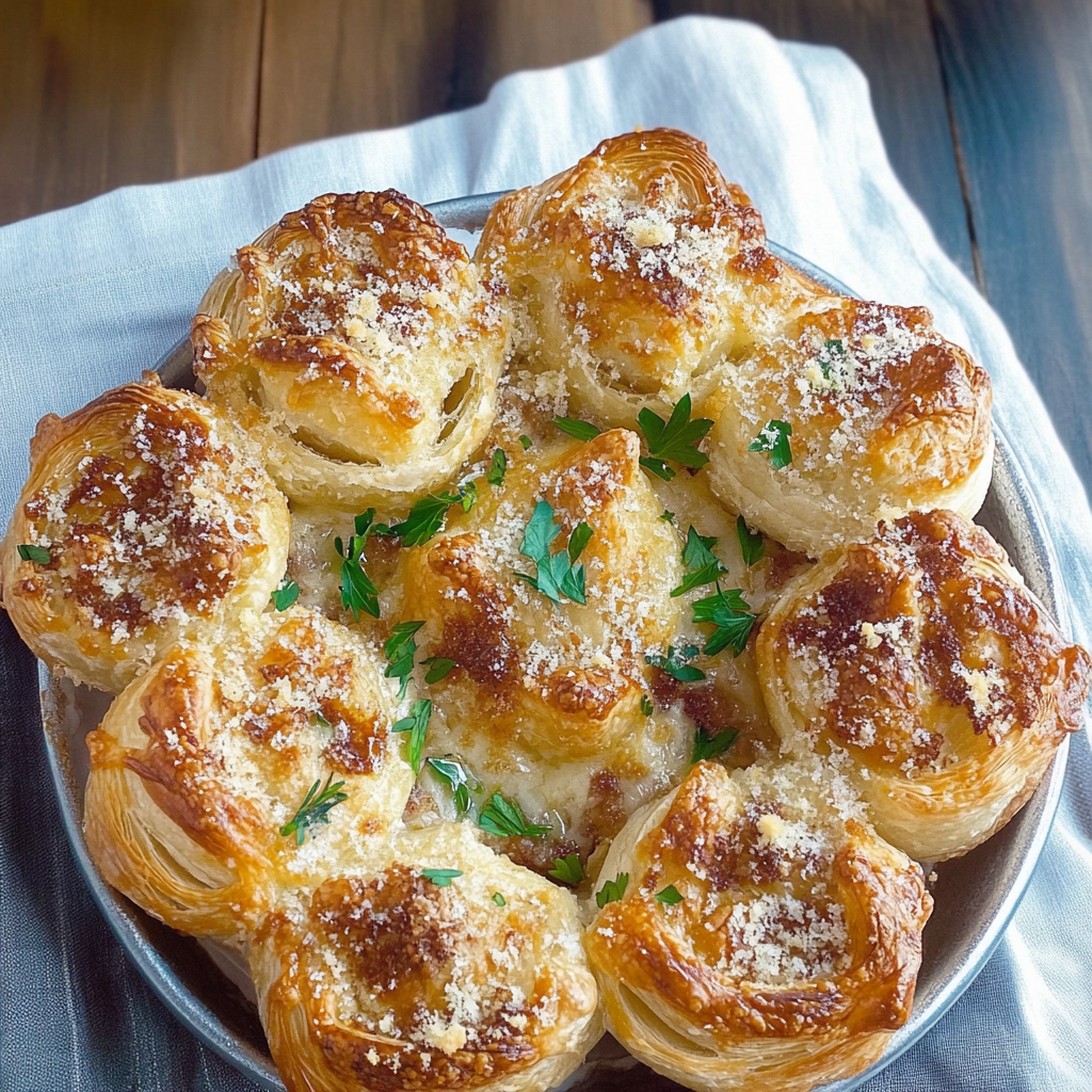 Recipe preparation for Herb & Cheese Puff Pastry Snowflakes