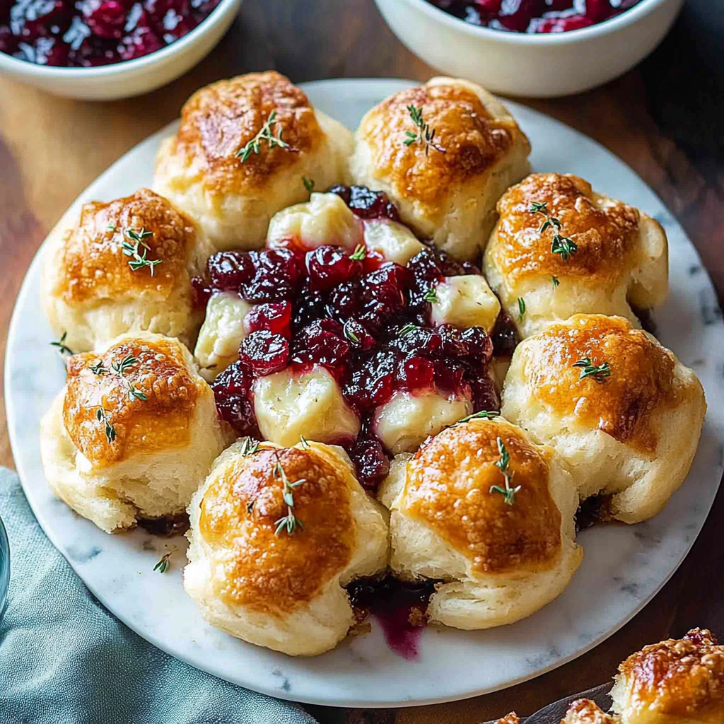 Recipe preparation for Cranberry Brie Pull-Apart Bread Bites