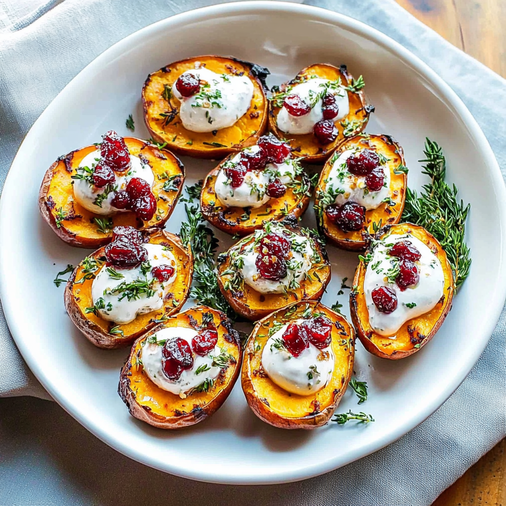 Recipe preparation for Mini Loaded Sweet Potatoes with Cranberry Drizzle