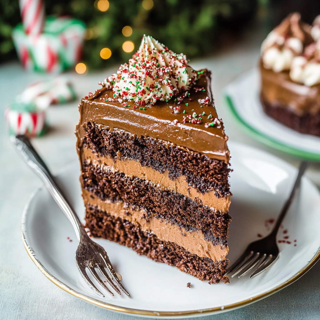 Recipe preparation for Peppermint Mocha Layered Cake