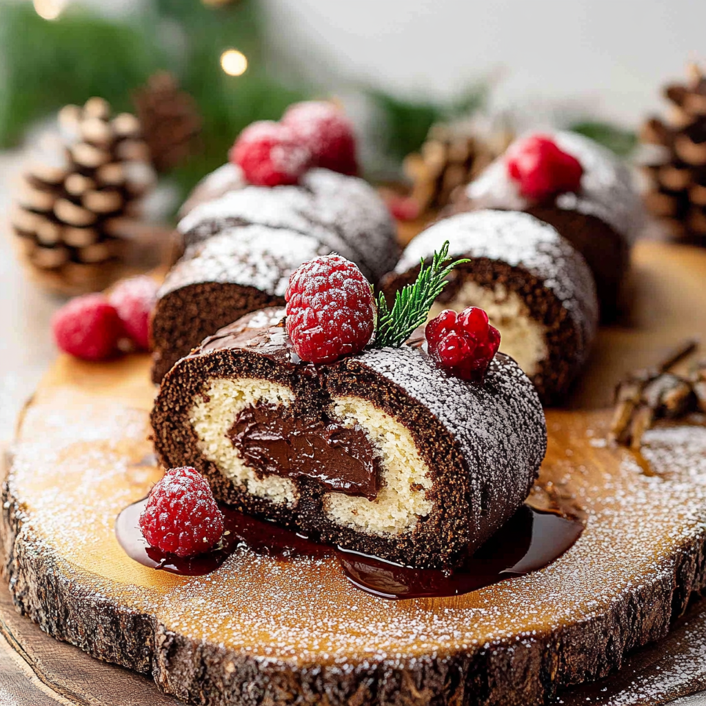 Recipe preparation for Mini Buche de Noël