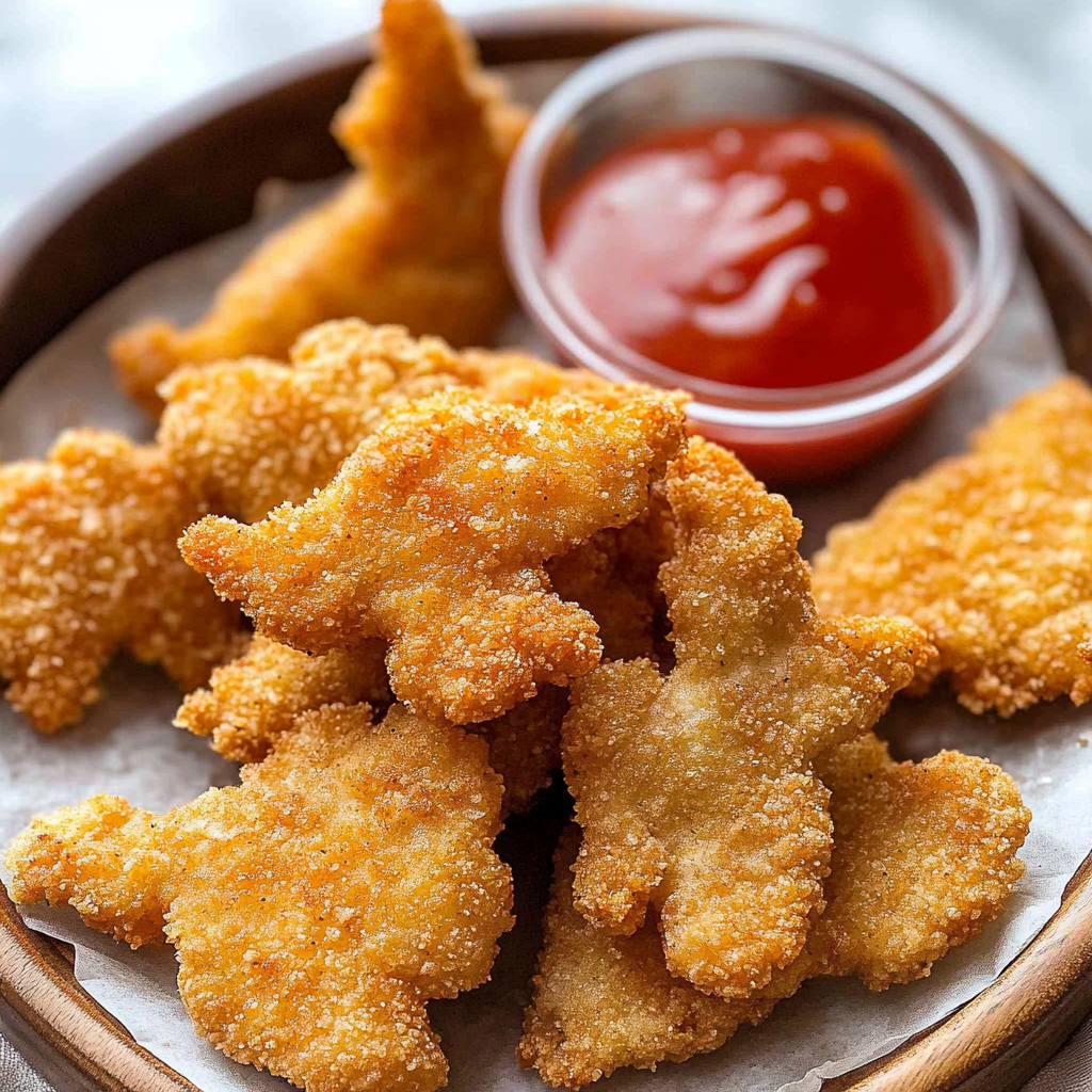 Recipe preparation for Dinosaur Chicken Nuggets