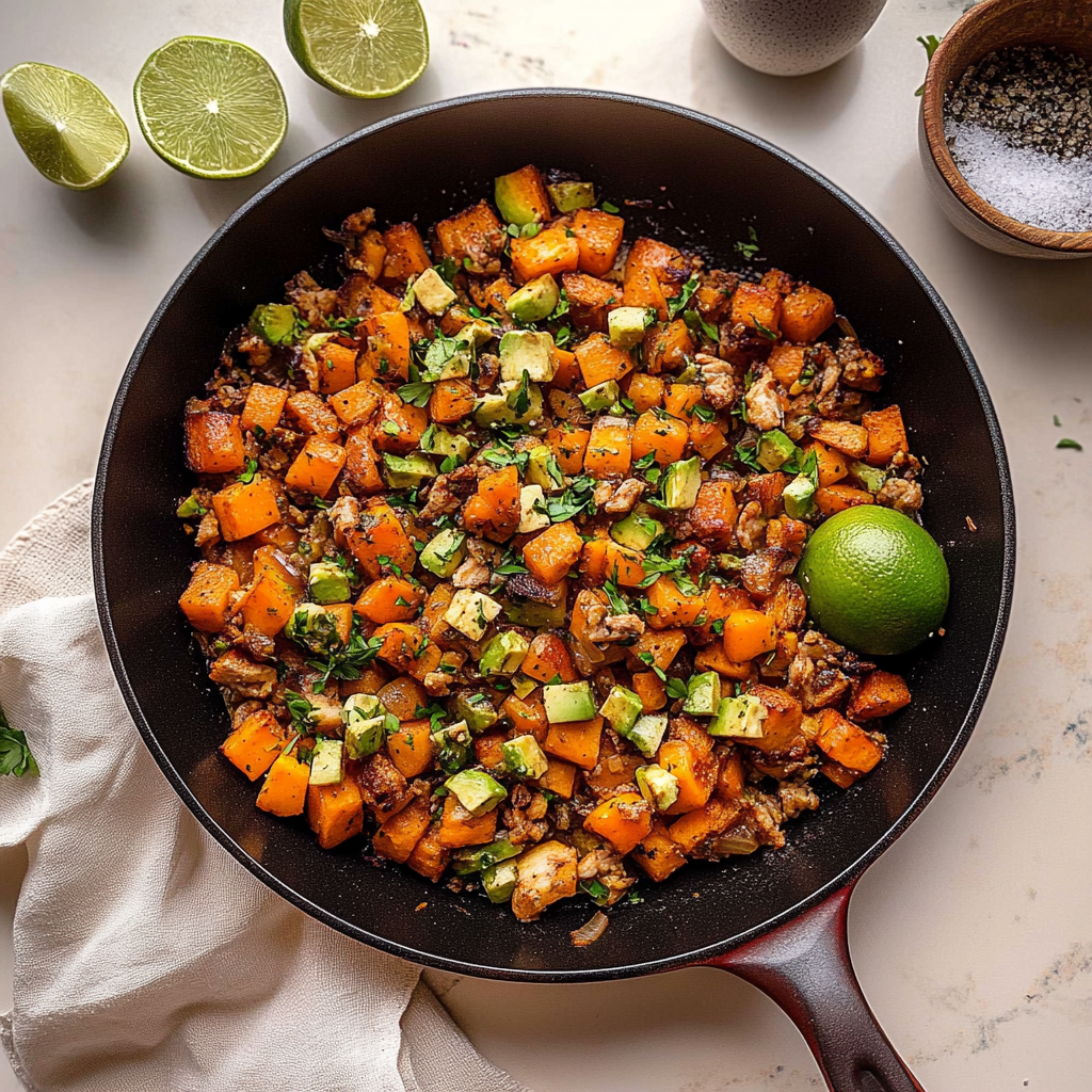 Recipe preparation for Herb Sweet Potato Turkey Hash
