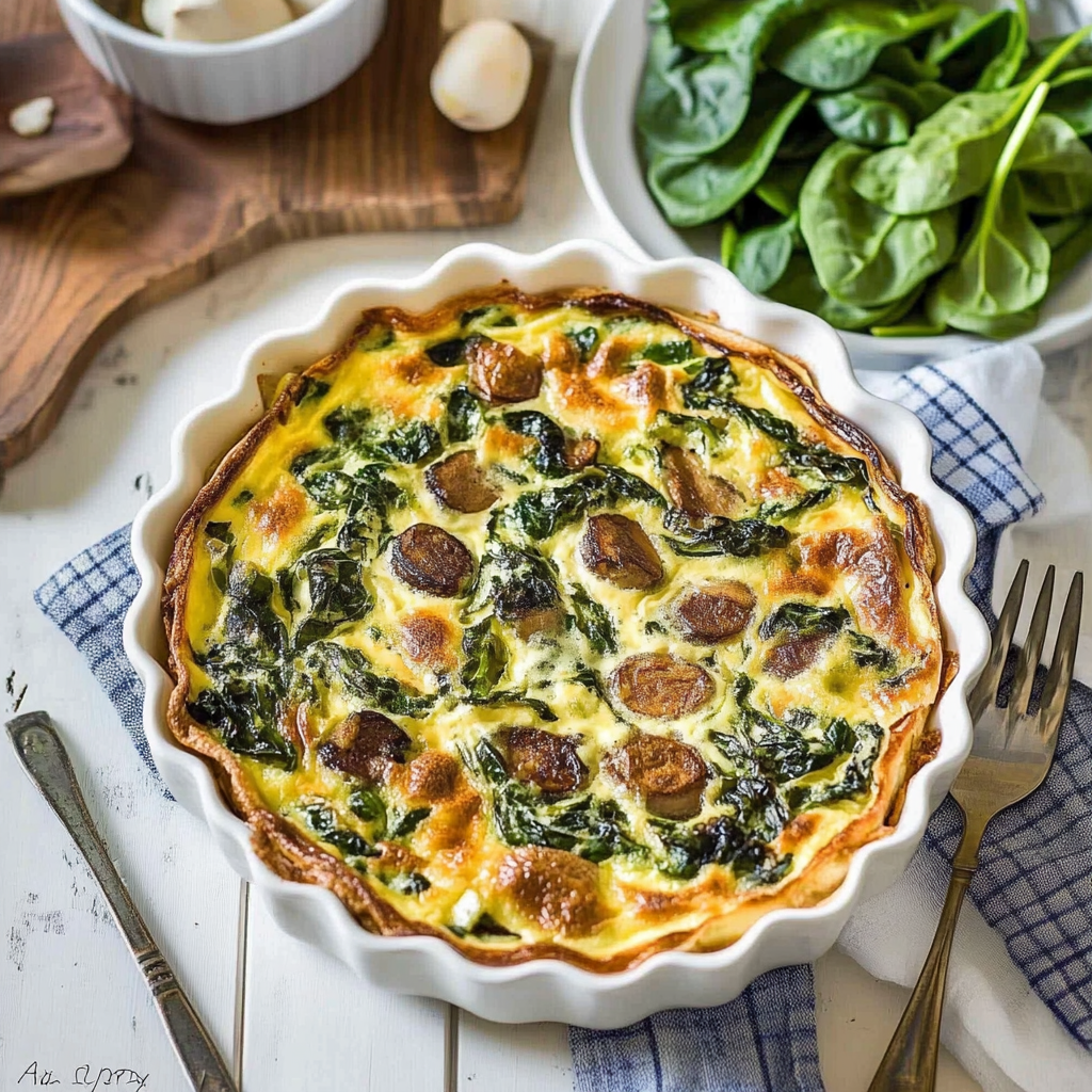 Recipe preparation for Crustless Spinach Quiche