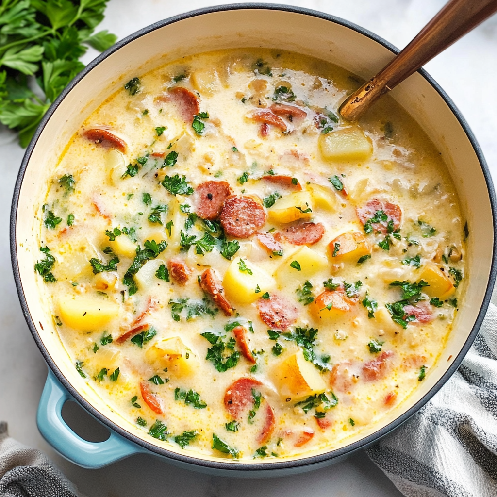 Recipe preparation for Kielbasa Potato Soup