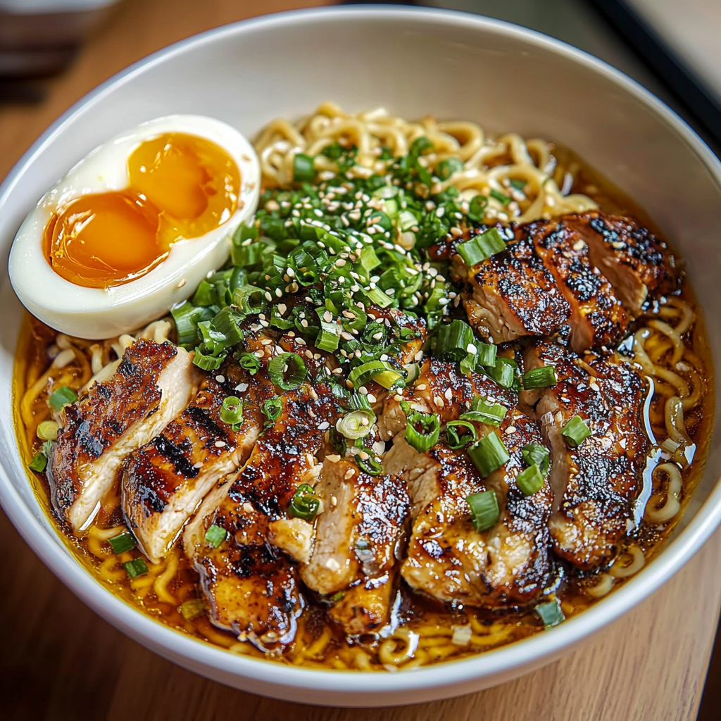 Recipe preparation for Fiery Chicken Ramen Garlic