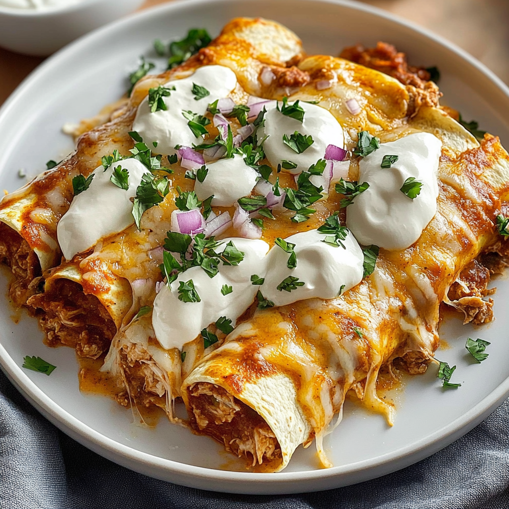 Recipe preparation for Chicken Enchiladas Sour Cream