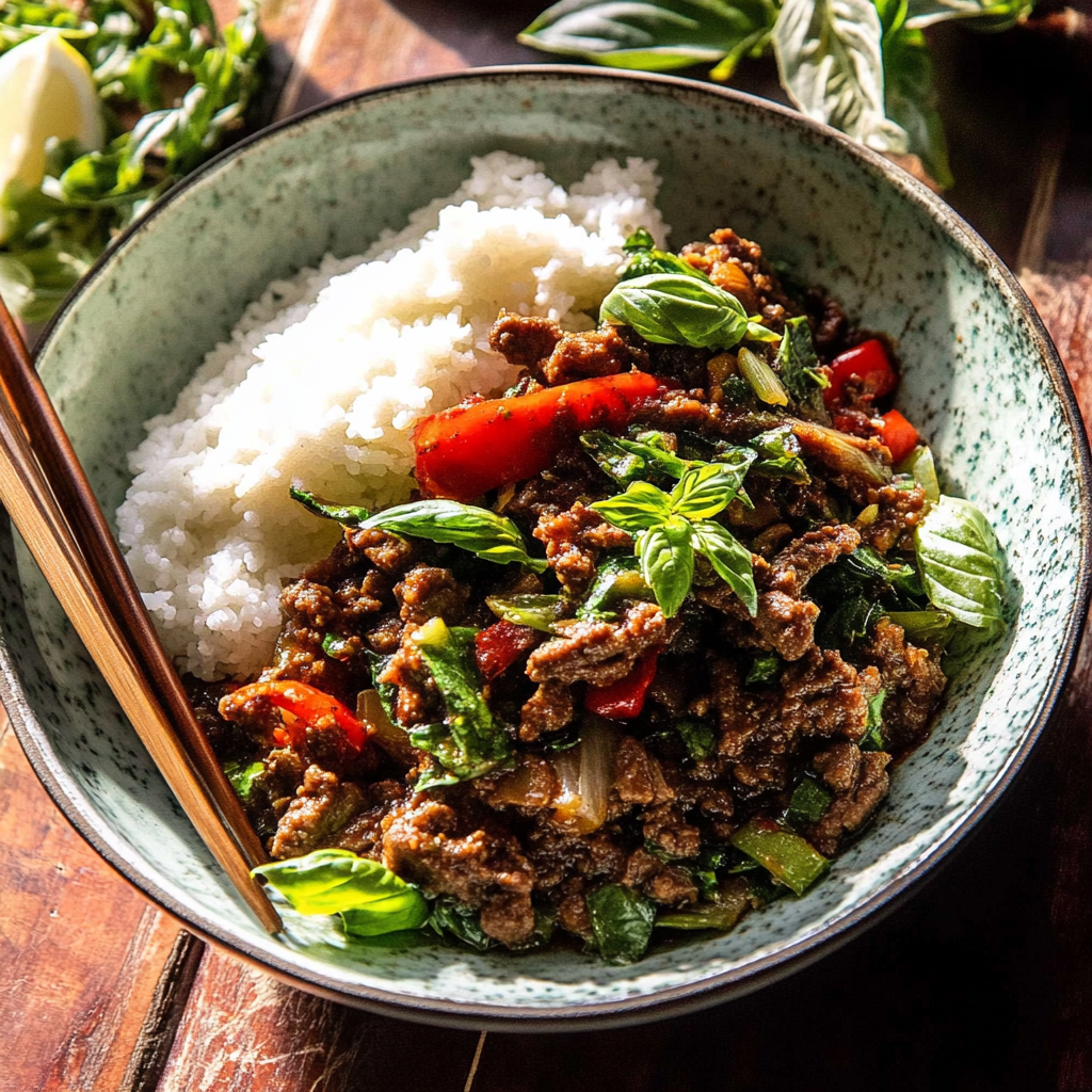 Recipe preparation for Crockpot Thai Basil Beef