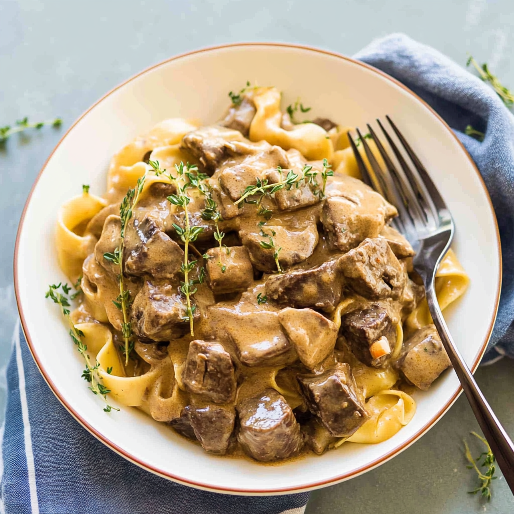 Recipe preparation for Slow Cooker Beef Stroganoff