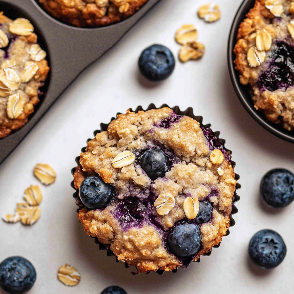Recipe preparation for Blueberry Oat Muffins with Nut Crumbs