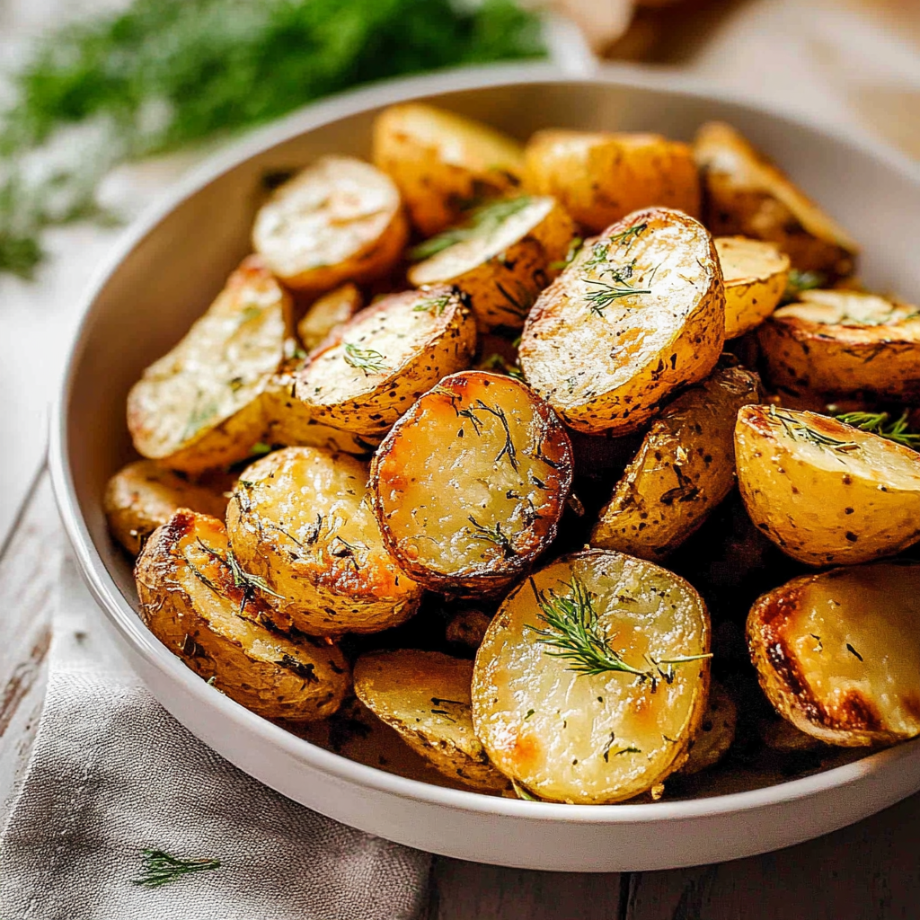 Recipe preparation for Dill Butter Roasted Potatoes