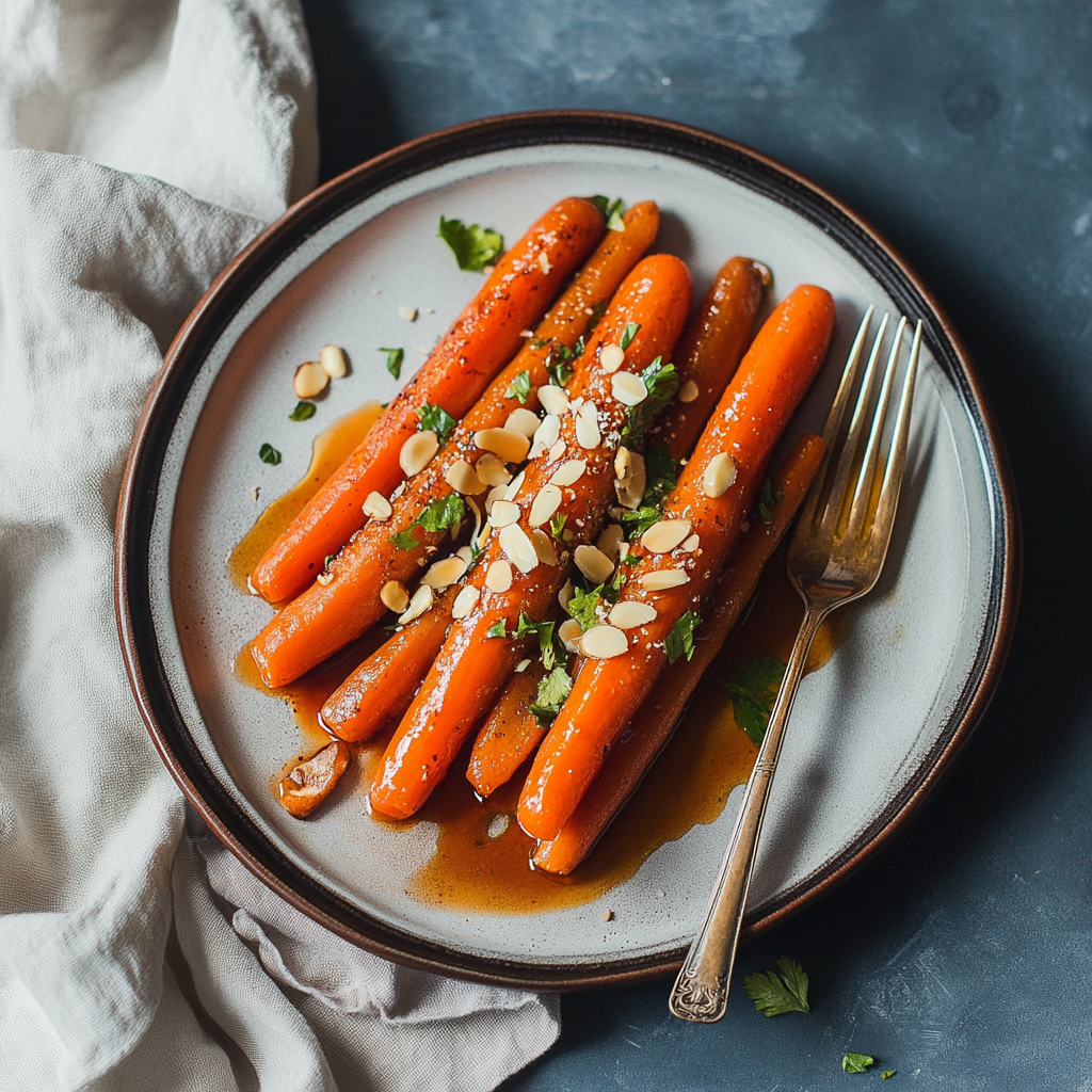 Recipe preparation for Honey Glazed Carrots with Almonds