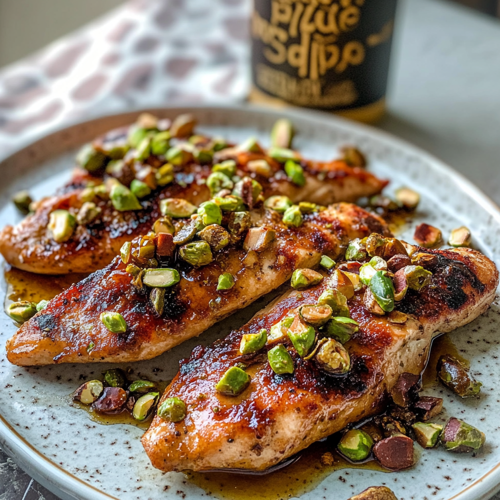 Recipe preparation for hot honey grilled chicken with pistachios
