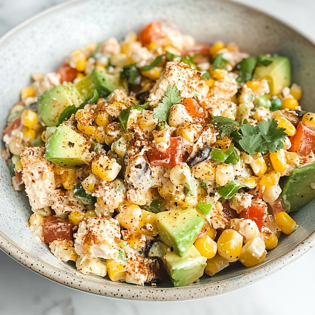 Recipe preparation for street corn chicken salad
