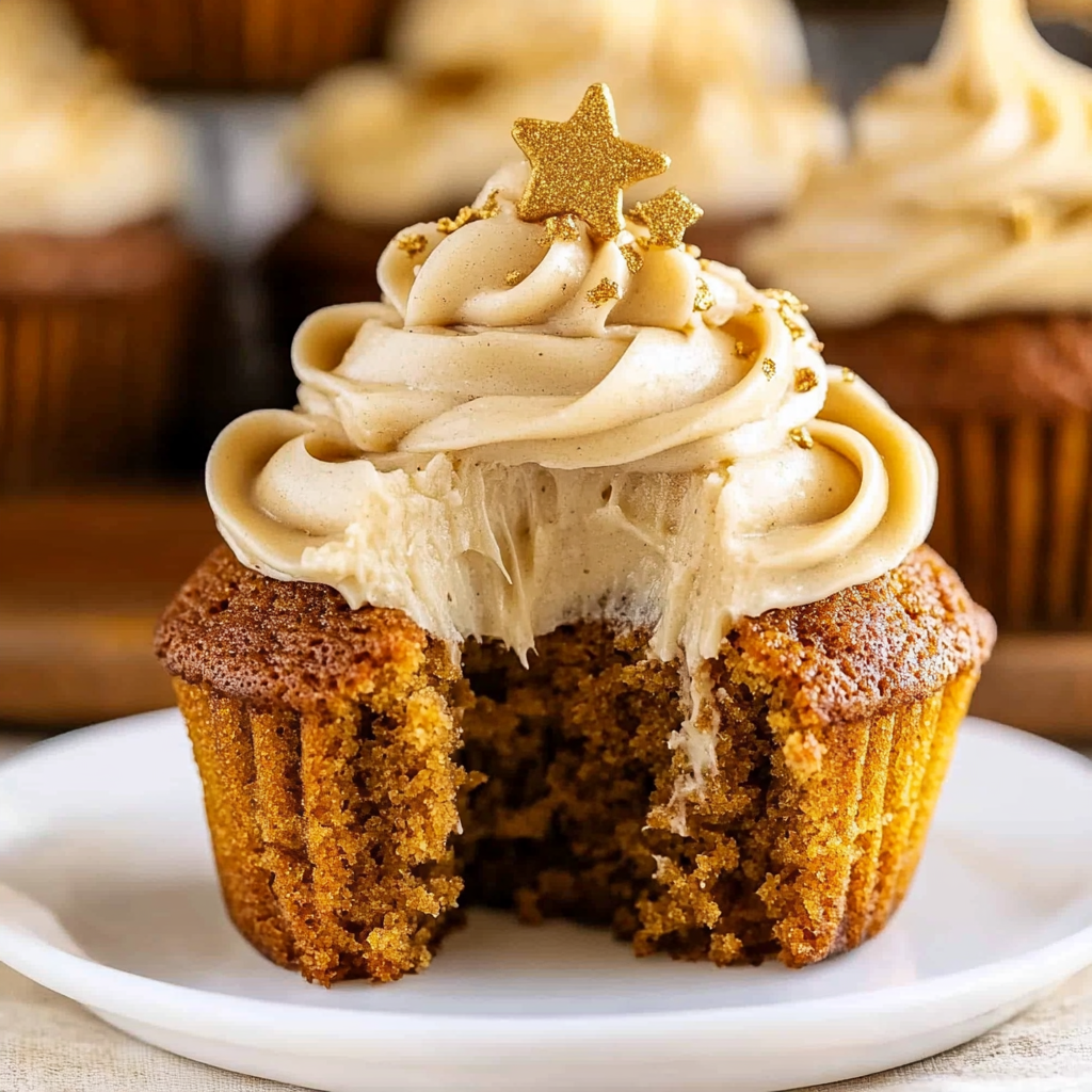 Recipe preparation for Gingerbread Cupcakes with Cream Cheese Frosting