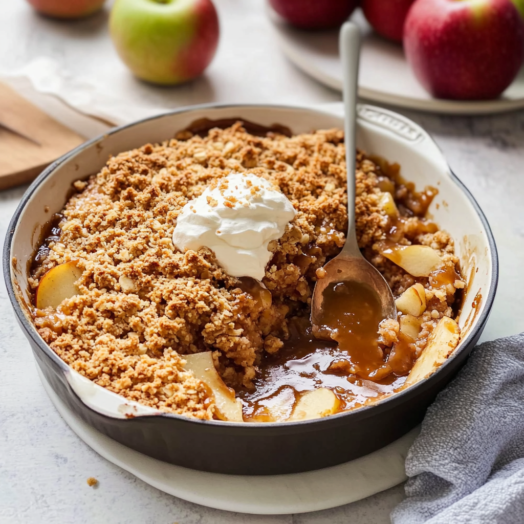 Recipe preparation for Caramel Apple Crisp in 30 Minutes