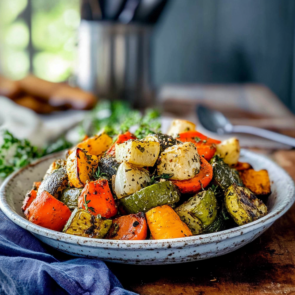 Recipe preparation for Winter Roasted Vegetables with Herbs