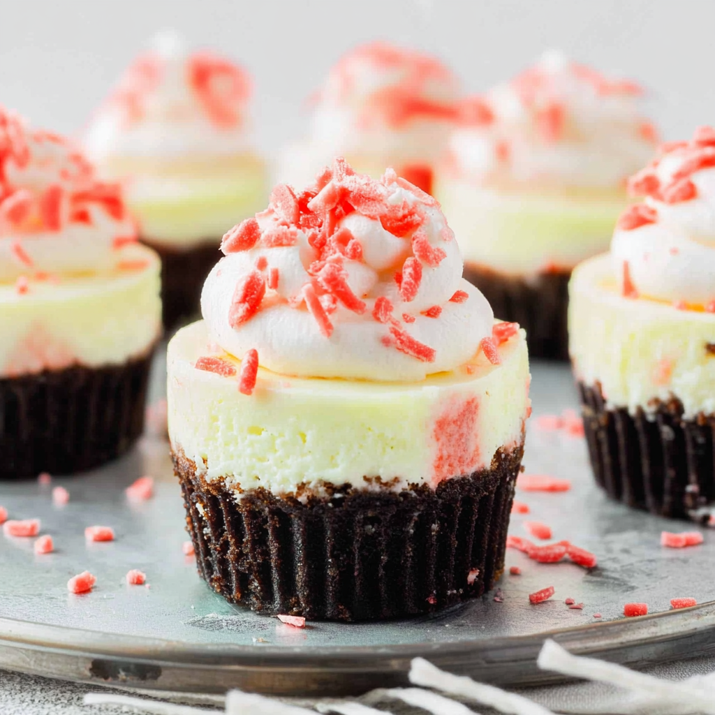 Recipe preparation for Mini Peppermint Cheesecakes