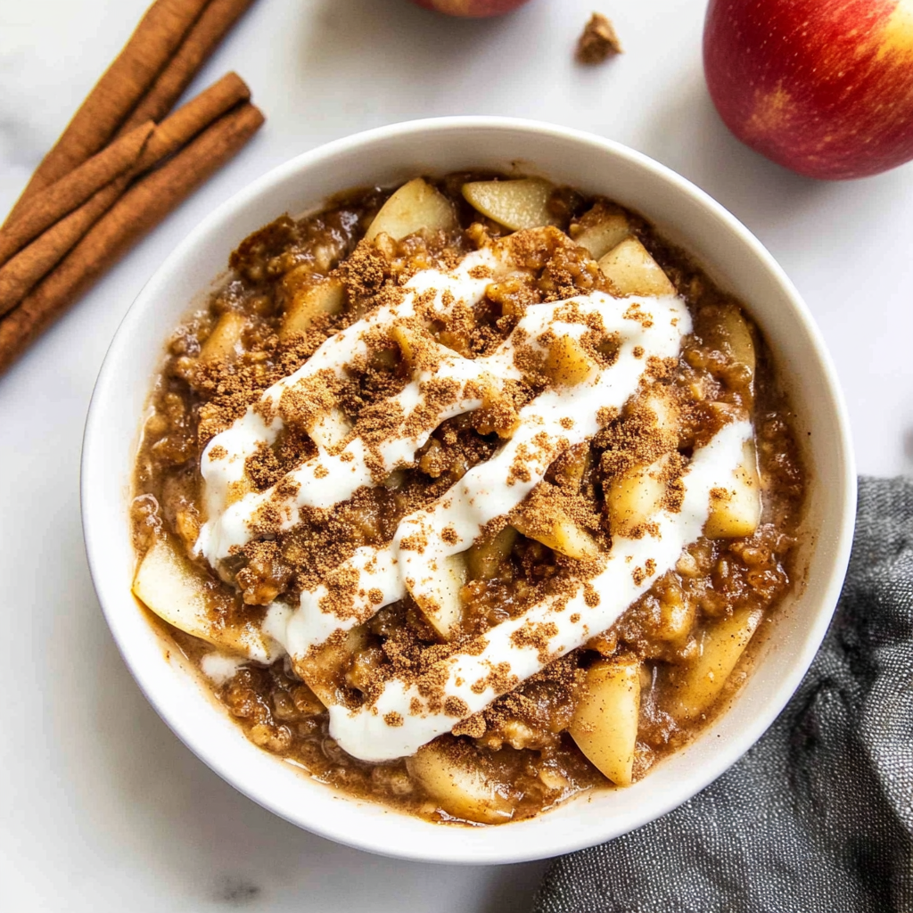 Recipe preparation for Cinnamon Streusel Apple Baked Oats