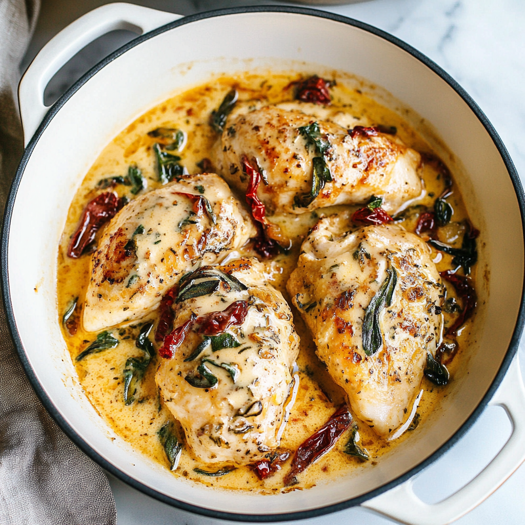 Recipe preparation for One-Pot Creamy Tuscan Chicken