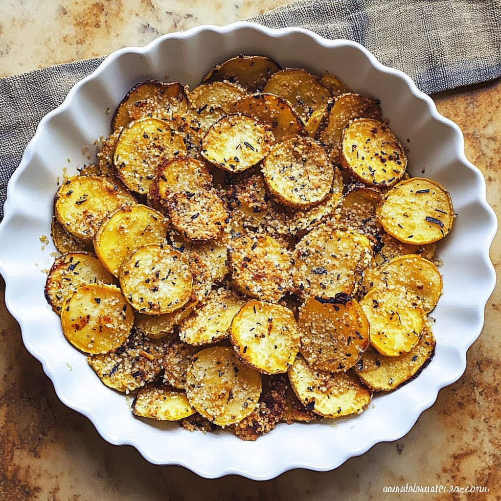 Recipe preparation for Crispy Garlic Parmesan Squash Chips