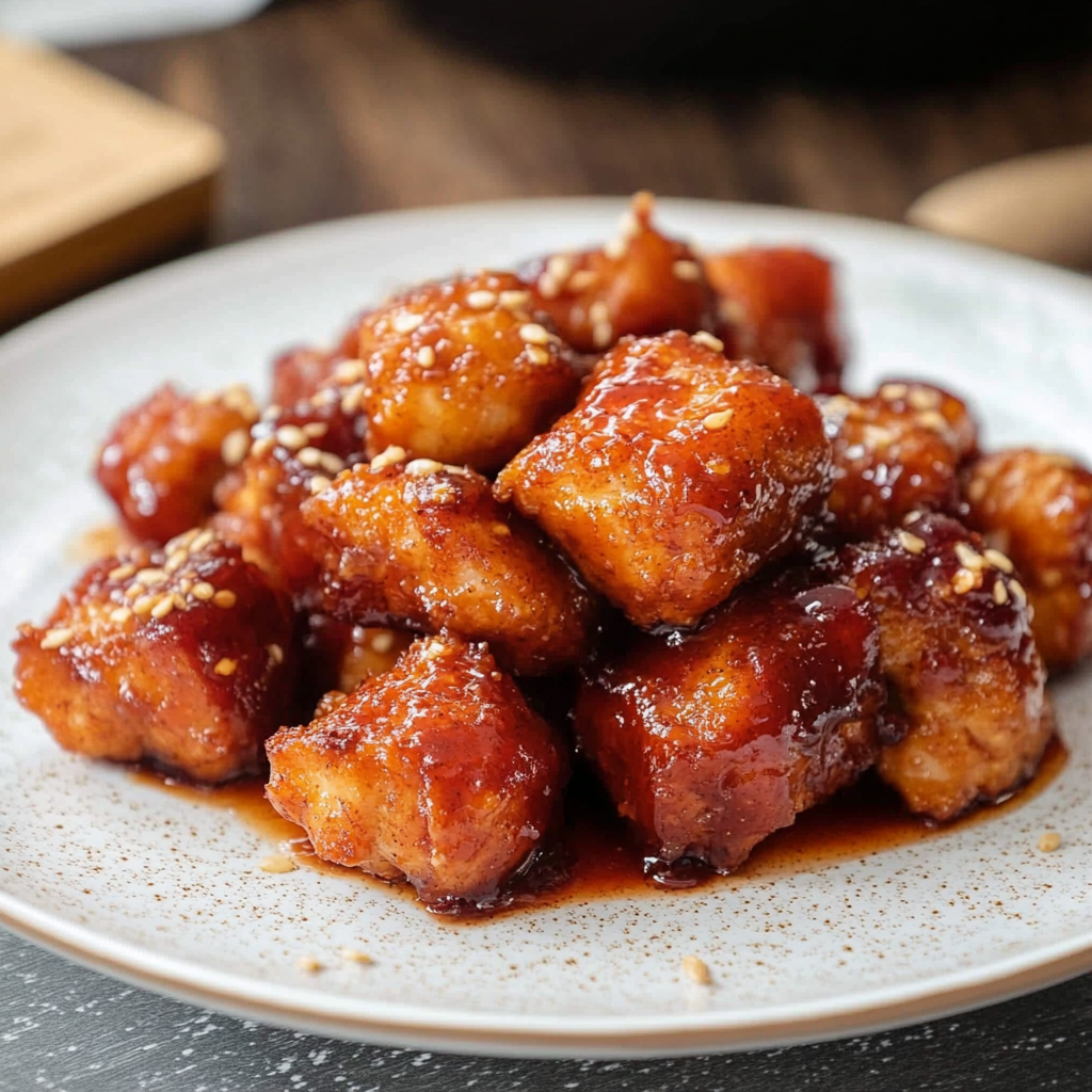 Recipe preparation for Cranberry Maple Glazed Chicken Bites
