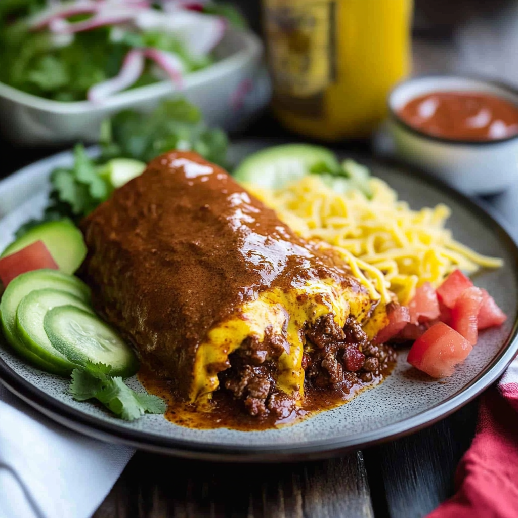 Recipe preparation for Smothered Beef Burritos with Chili Con Carne