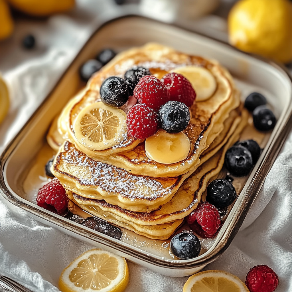 Recipe preparation for Zesty Lemon Poppyseed Sheet-Pan Pancakes