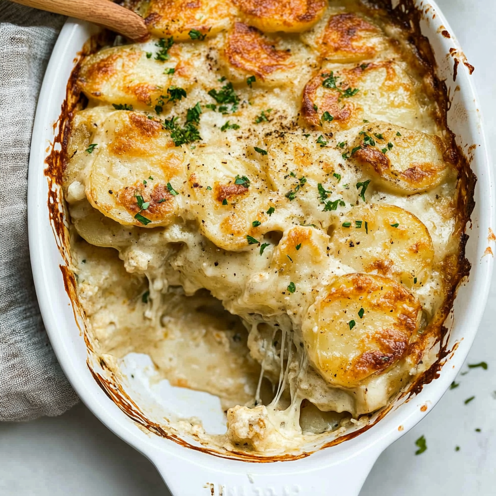 Recipe preparation for Creamy Scalloped Potatoes