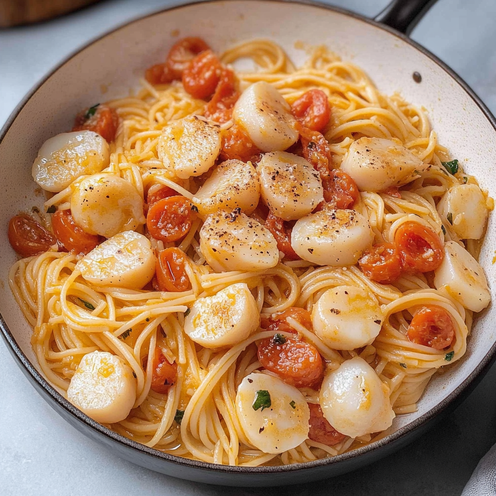 Recipe preparation for scallop pasta