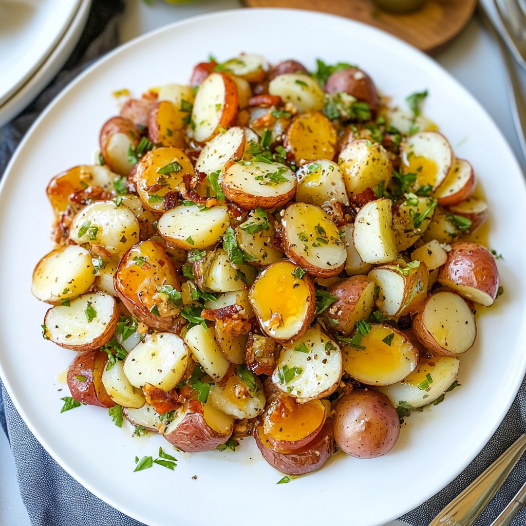 Recipe preparation for warm potato salad